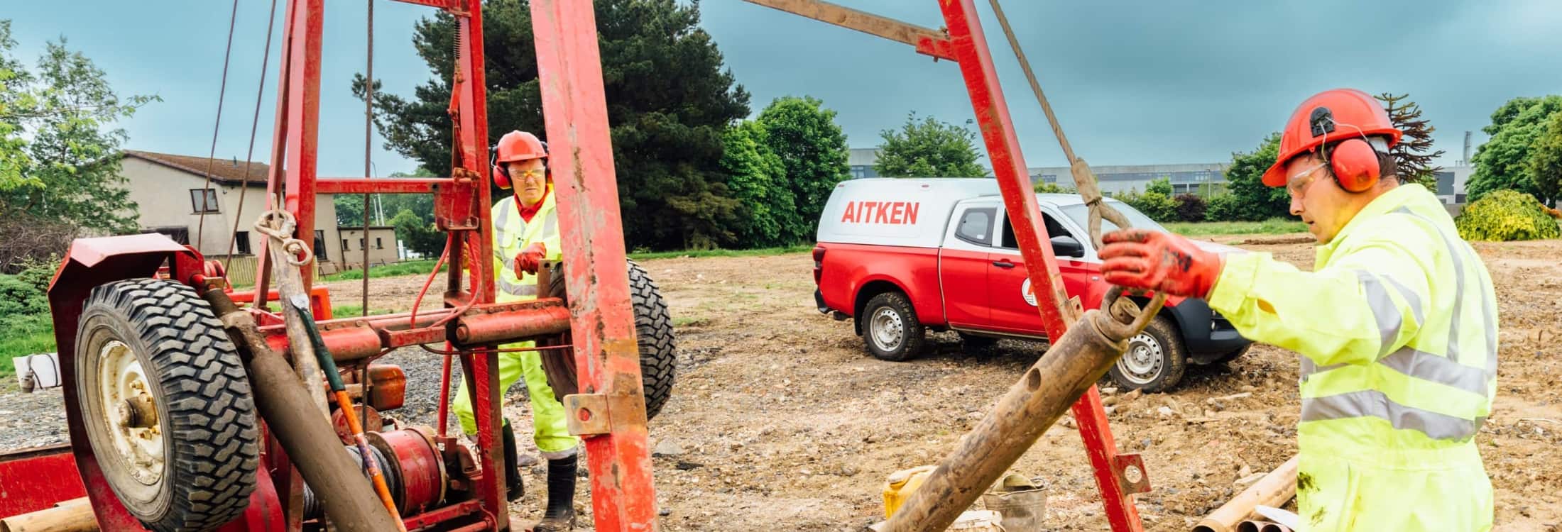Aitken Labs engineers carrying out in-situ ground investigation testing onsite in Scotland.